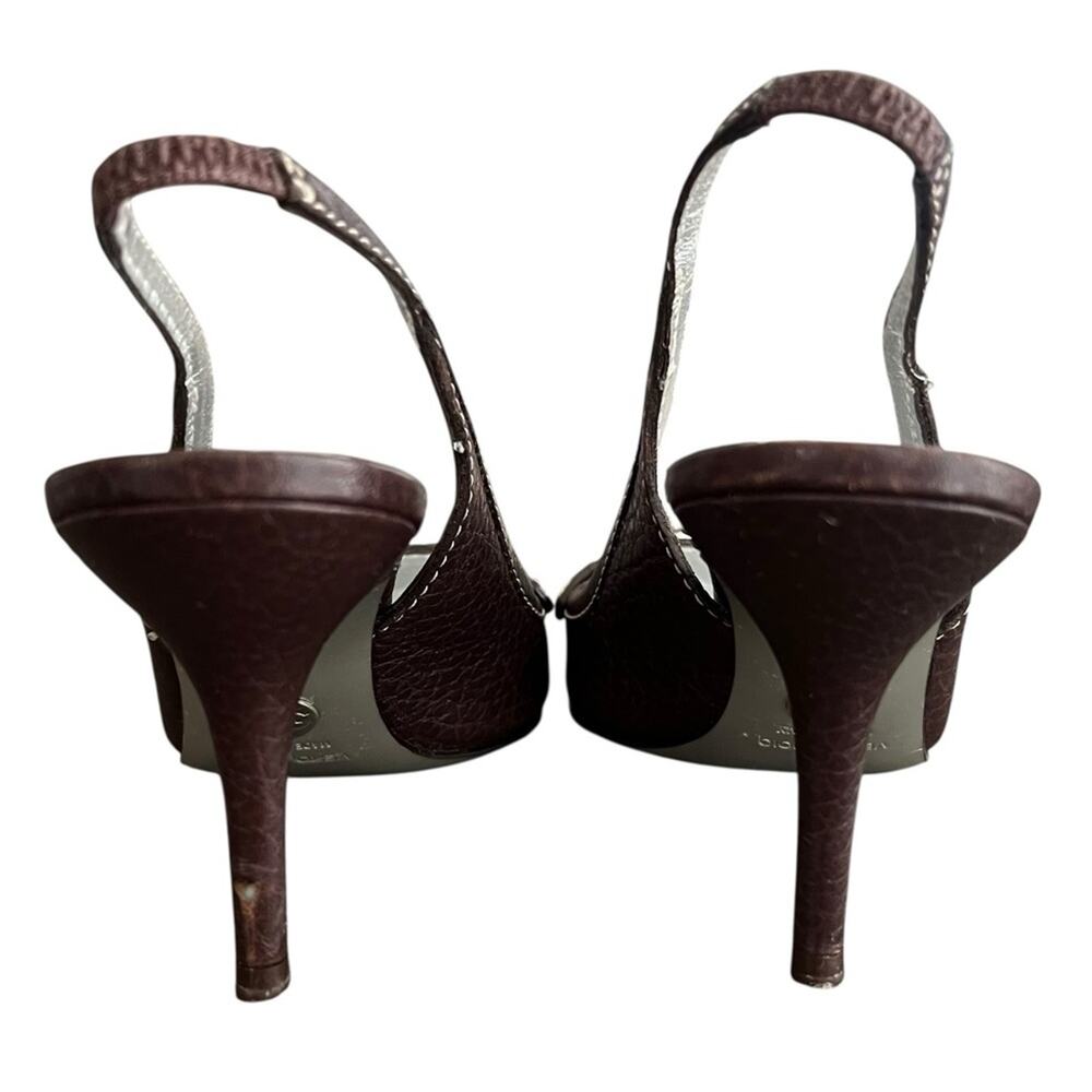 Dolce & Gabbana Women’s Vintage Y2K Brown Round Toe Silver Logo Pump Heels 38 - Picture 10 of 11